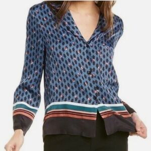 Maje blue Reanne Imprime geometric print button down shirt